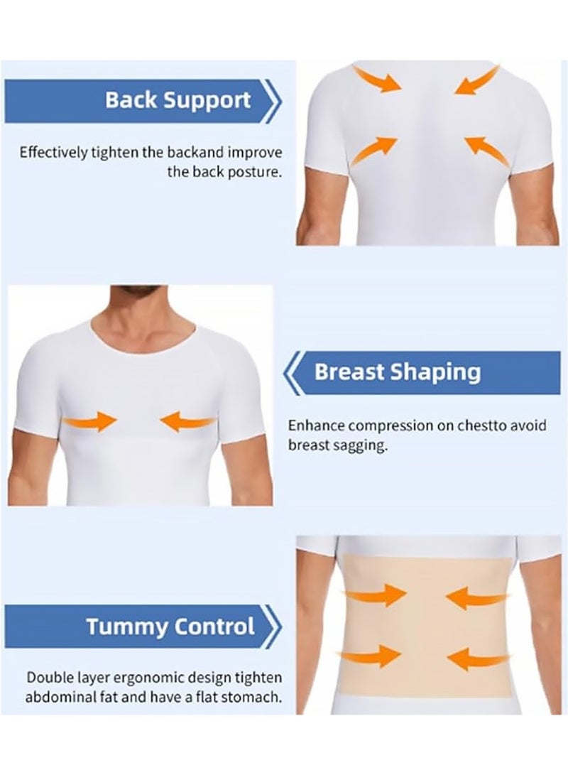 يوجي الرجال جسم التخسيس شكل ضغط قميص لللياقة البدنية شكل الرجال النساء البطن ضغط التحكم في البطن التخسيس تي شيرت قميص دبابة أعلى (XL) - Image 3